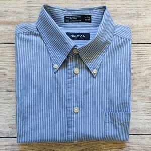 Nautica striped button up dress shirt sz 16.5"